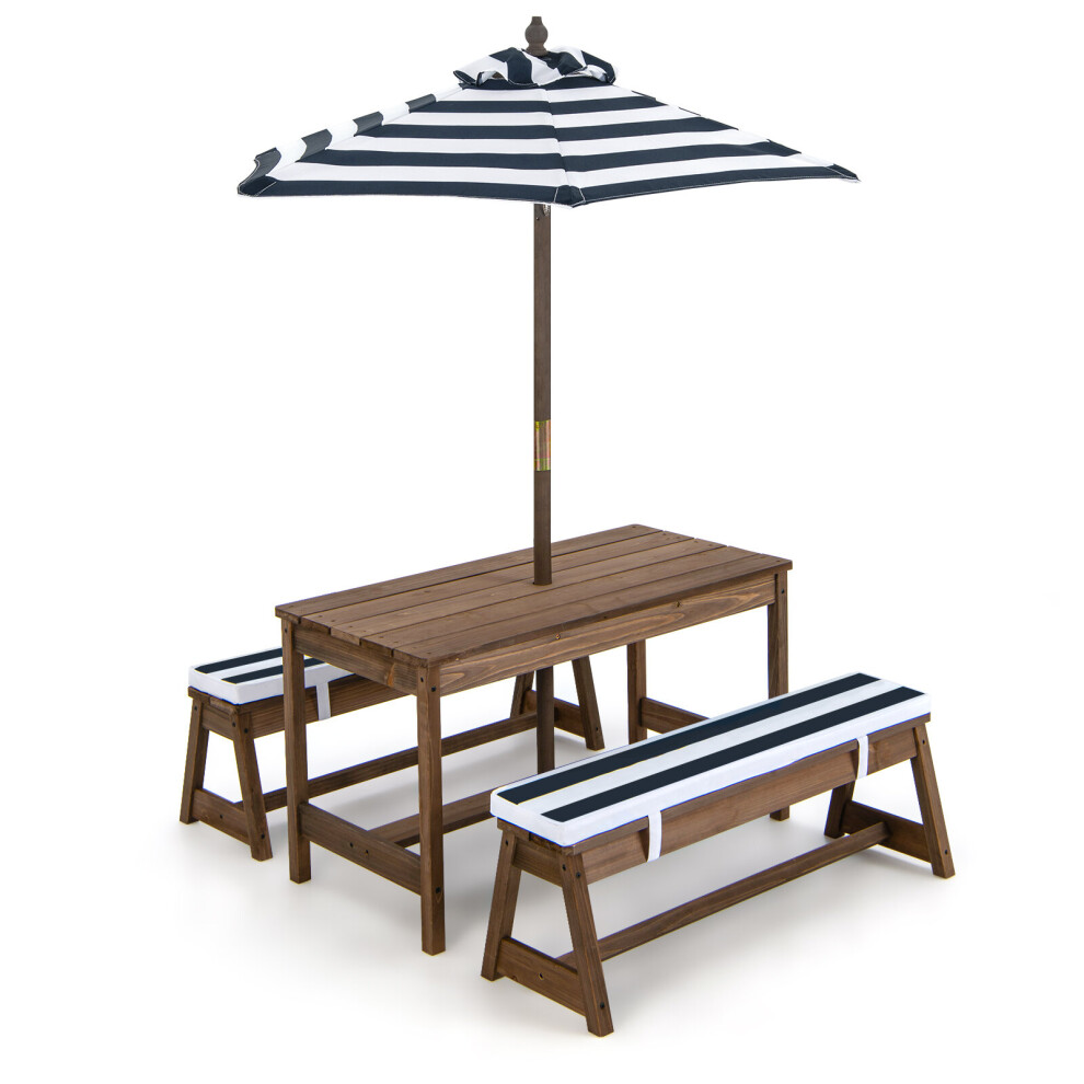 Casart Kids Wood Table And Bench Set Children Activity Table And Chair Set Blue