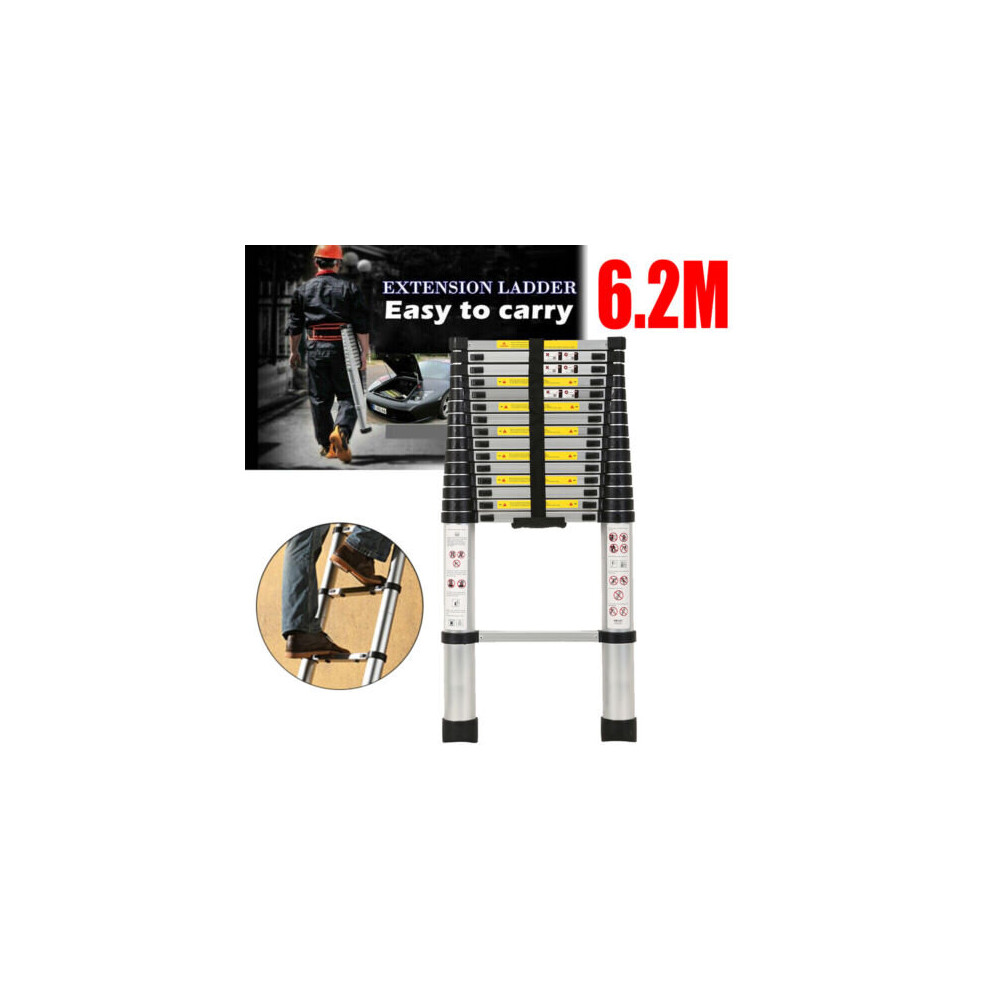 6.2M Extendable Aluminium Telescopic Ladder Heavy Duty Multi-Purpose