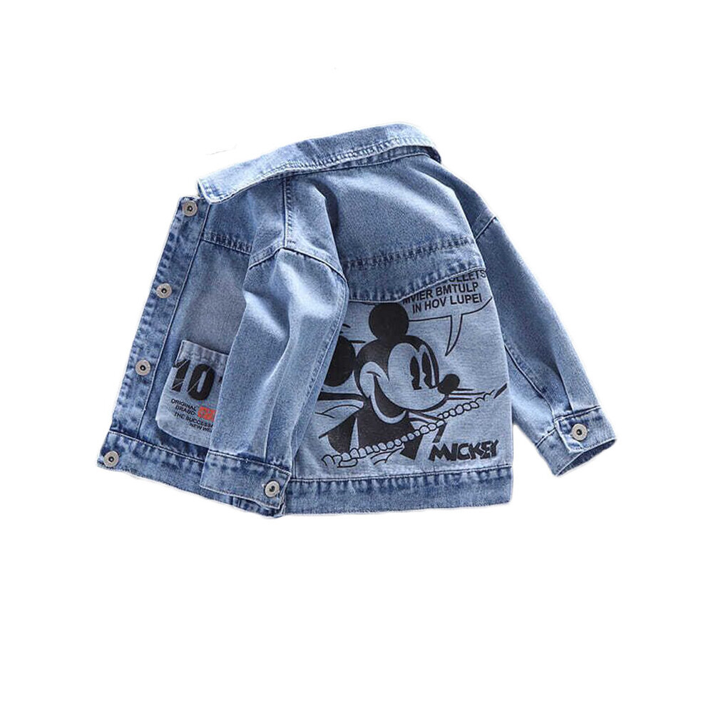 (B, 2T) Baby Boys Girls Mickey Mouse Denim Jacket Coats Children Fashion Cool Clothes