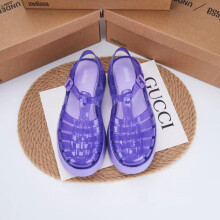(Purple, 37=Length 23.5cm/9.25in) Melissa Woven Thicksoled Jelly Sandals Adult Summer Beach Shoes Women Roundtoe