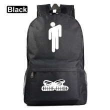 (Black) Billie Eilish Backpack Large Capacity Schoolbag Outdoors Travel Leisure Bag Gift