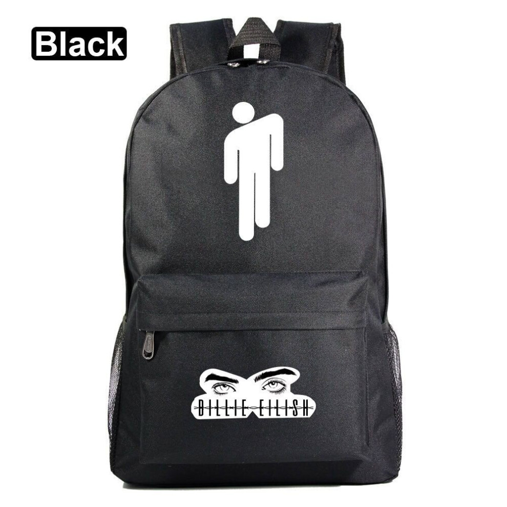 (Black) Billie Eilish Backpack Large Capacity Schoolbag Outdoors Travel Leisure Bag  Gift