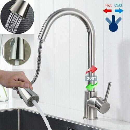 Stainless Steel Kitchen Taps Sink Mixer Pull Out Spray Tap 1
