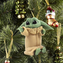 (Yellow) Baby Yoda Santa Claus Christmas Tree Decor Hanging Ornament Pendant Xmas Party