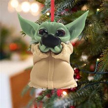 (Black) Baby Yoda Santa Claus Christmas Tree Decor Hanging Ornament Pendant Xmas Party