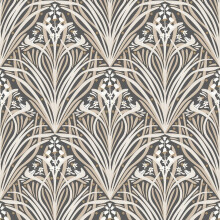 Elegance Bellflower Wallpaper Charcoal / Cream Muriva M66109