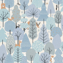 My Kingdom Wild Wood Blue & Cream Muriva M51611