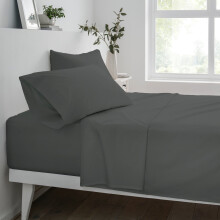 (Single) Sleepdown Fitted Sheet Easy Care Charcoal