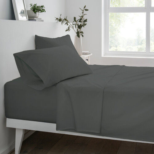 (Single) Sleepdown Fitted Sheet Easy Care Charcoal