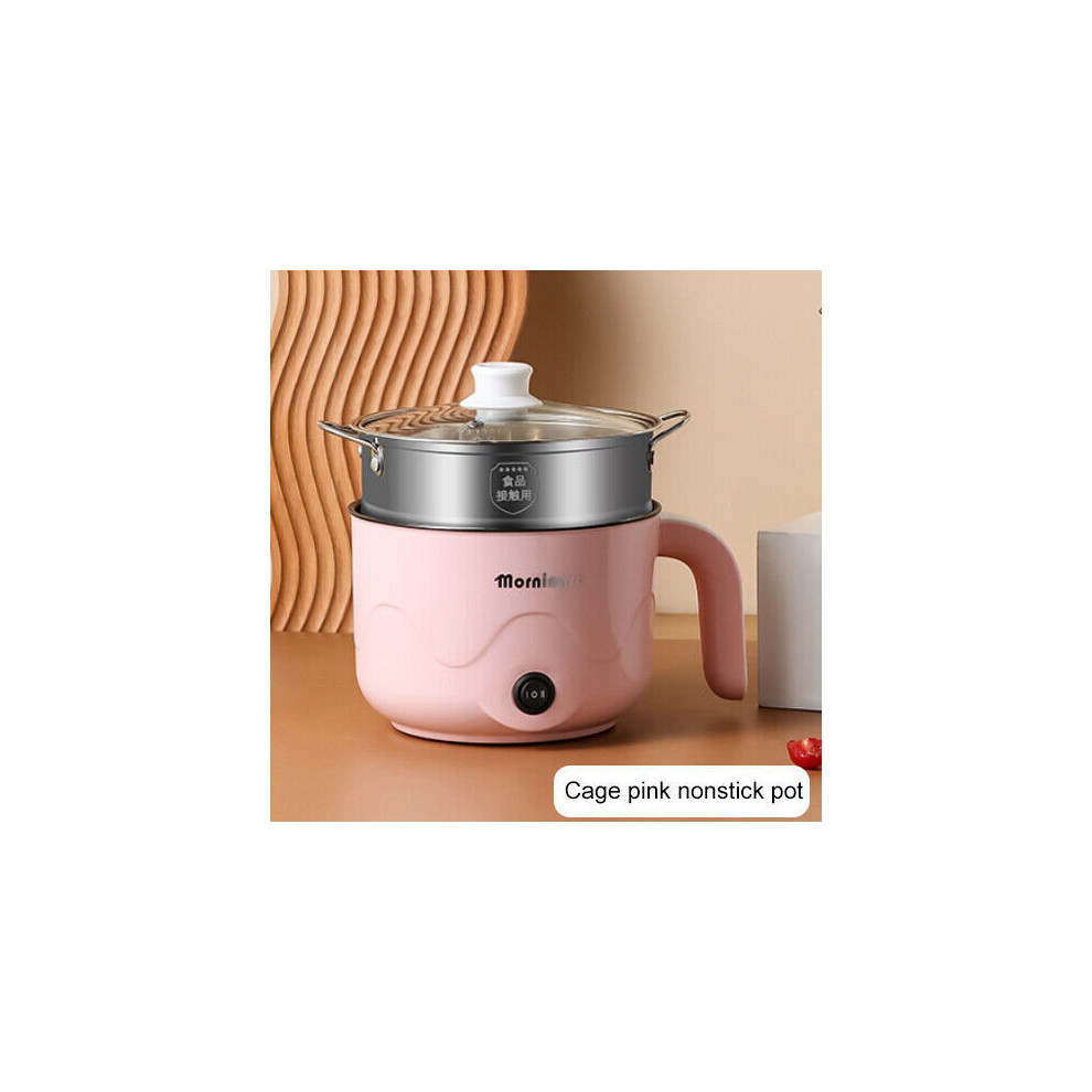 (  Pink-B) Multifunction 1.5L Mini Electric Hot Pot Noodles Cooker Steamed Soup Cooking Pot