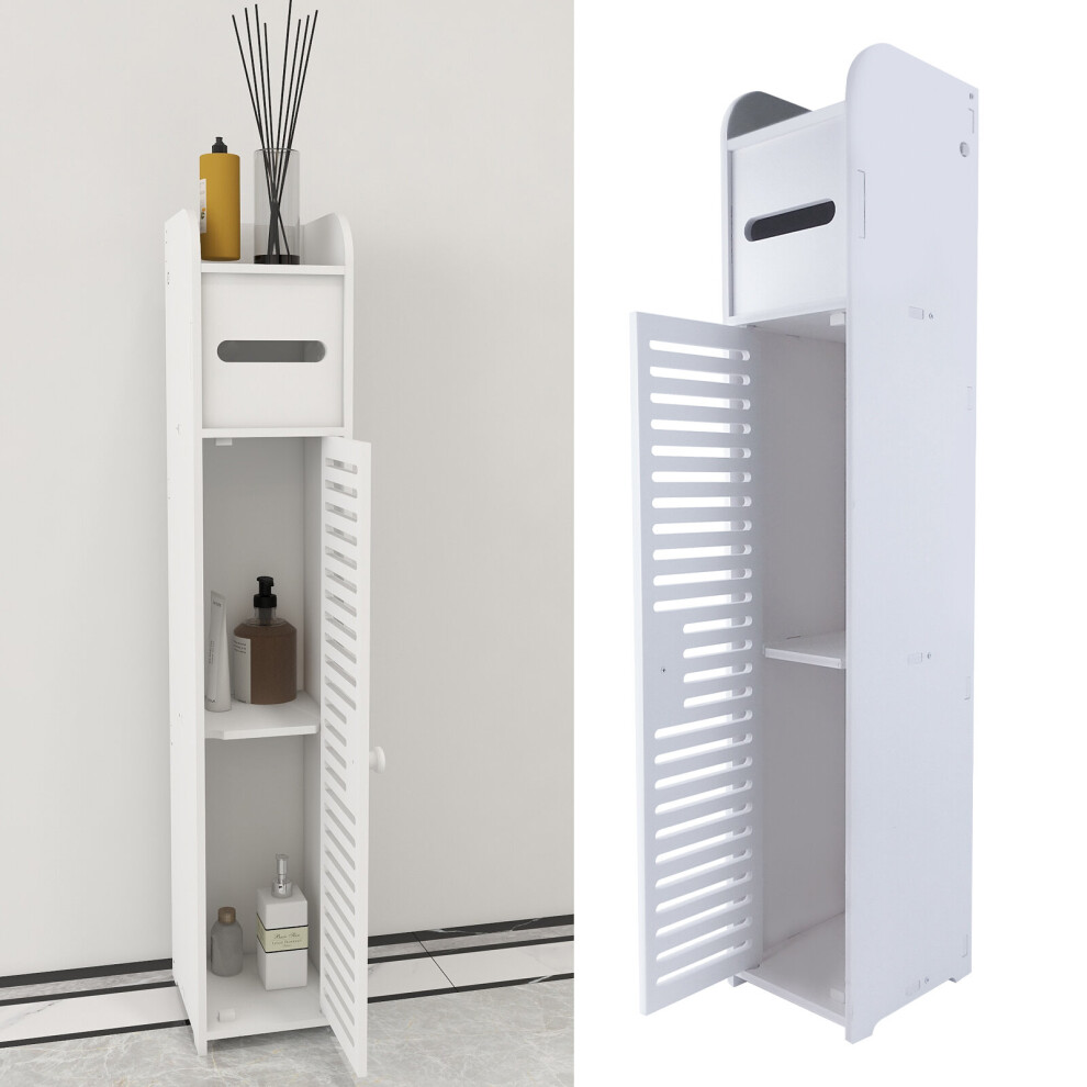 Freestanding Bathroom Cabinet PVC Material Waterproof W6.3''x D6.3''xH32'' Thickness Toilet Paper Storage
