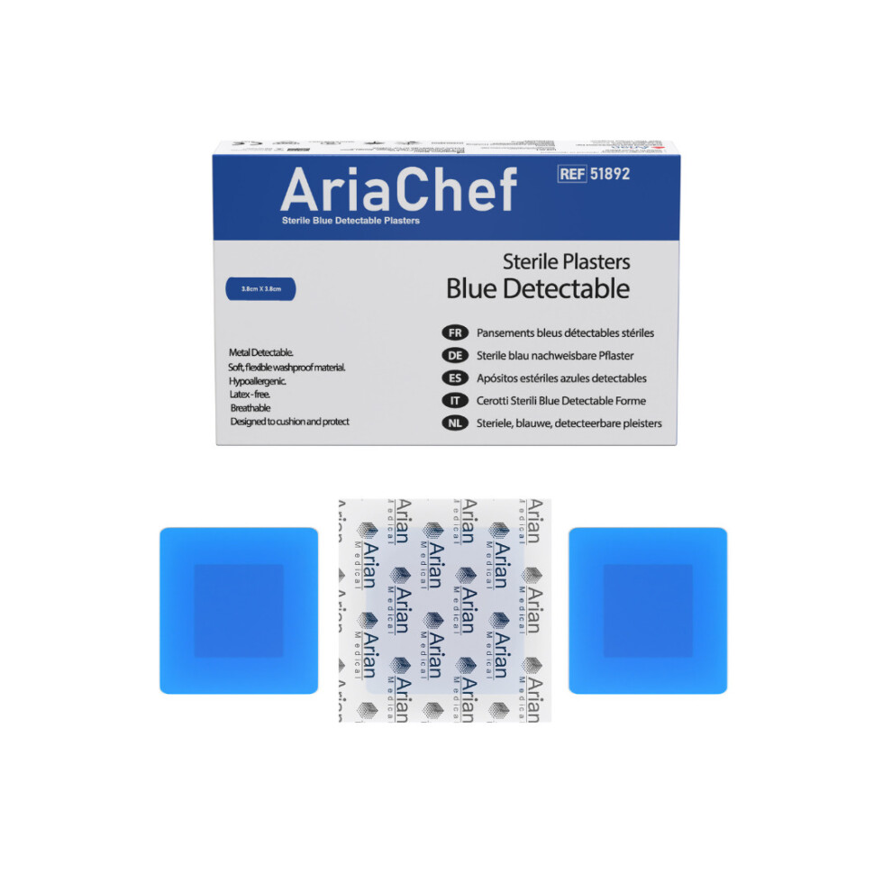 Arian Medical Ltd Blue Ariachef Sterile Wash Proof Plasters- 3.8Cm X 3.8Cm X 100