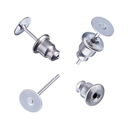 10pcs Earrings Silver Metal Plug Stud Stoppers Findings Post Bullet Backing 2