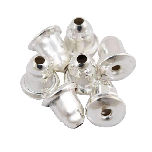 10pcs Earrings Silver Metal Plug Stud Stoppers Findings Post Bullet Backing