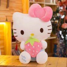 (Holding strawberries) Hello Kitty 30CM plush toys, cute soft doll toys, girls' birthday gifts