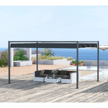 Metal Garden Canopy Outdoor Retractable Gazebo Patio Pergola Marquee Sun Shelter