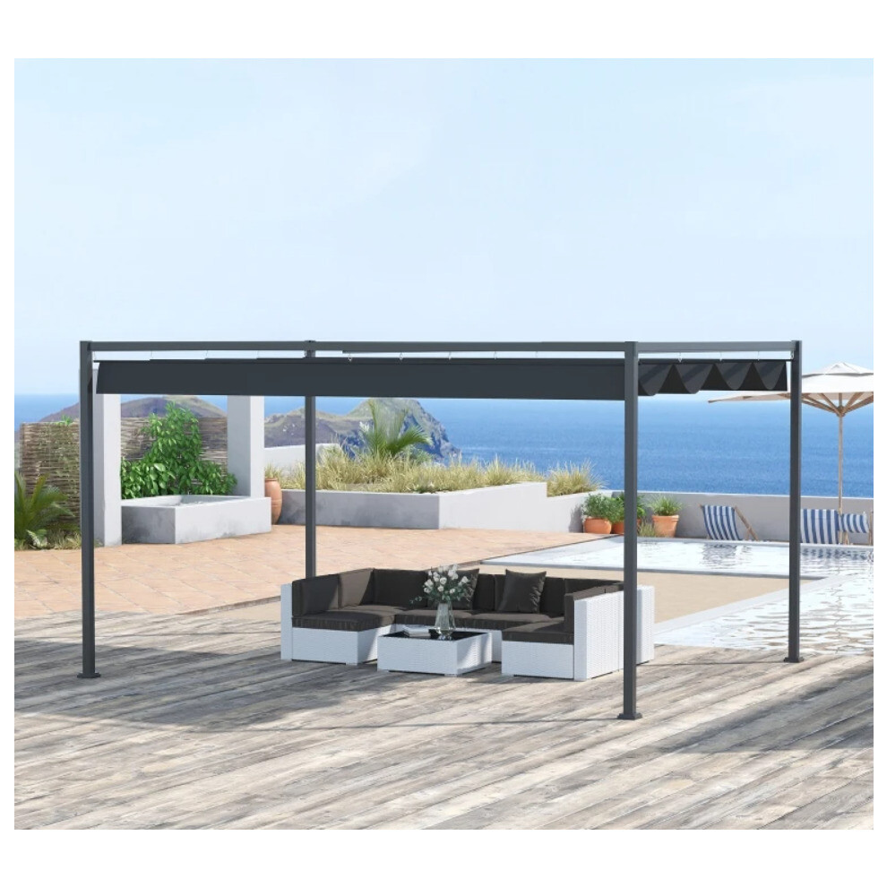 Metal Garden Canopy Outdoor Retractable Gazebo Patio Pergola Marquee Sun Shelter