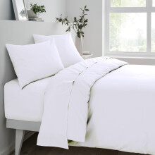 (Single) Sleepdown Fitted Sheet Polycotton White