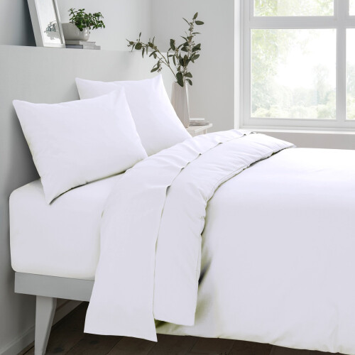 (Single) Sleepdown Fitted Sheet Polycotton White