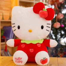 (red apple) Hello Kitty 30CM plush toys, cute soft doll toys, girls' birthday gifts