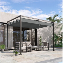 Outdoor Pergola Canopy Large Metal Retractable Sun Shade Garden Gazebo Structure