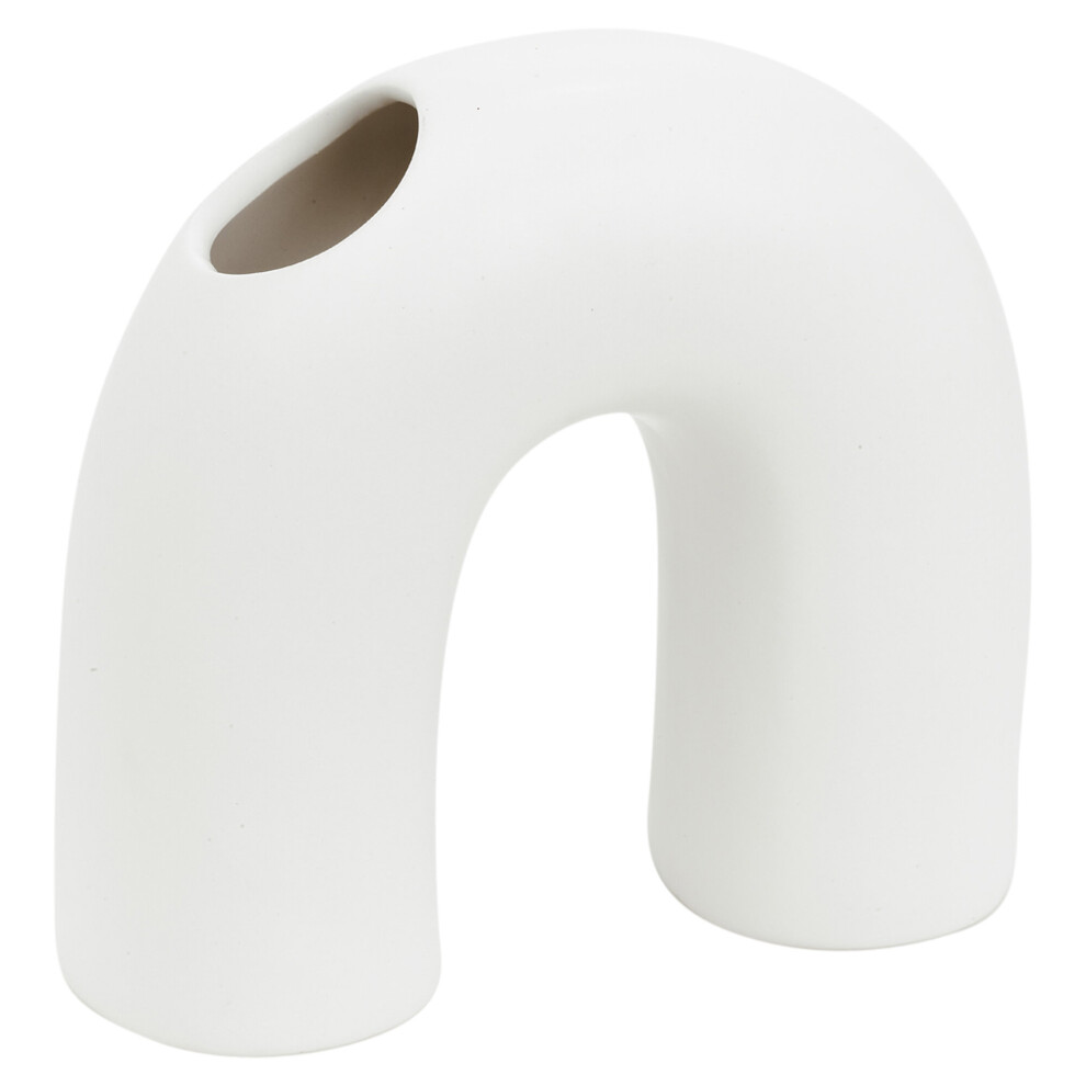 (Large) White Arched U-Shaped Ceramic Vase Flowers Vases