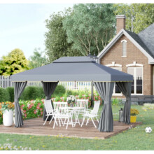 Aluminium Garden Gazebo Large Metal Pergola Outdoor Patio Marquee Party Tent Net