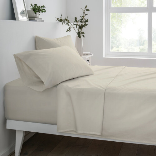 (Double) Sleepdown Fitted Sheet Natural Polycotton Natural