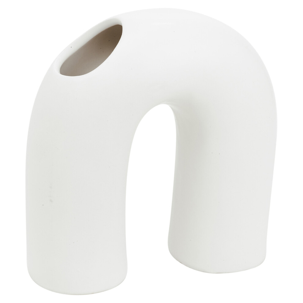 (Small) White Arched U-Shaped Ceramic Vase Flowers Vases