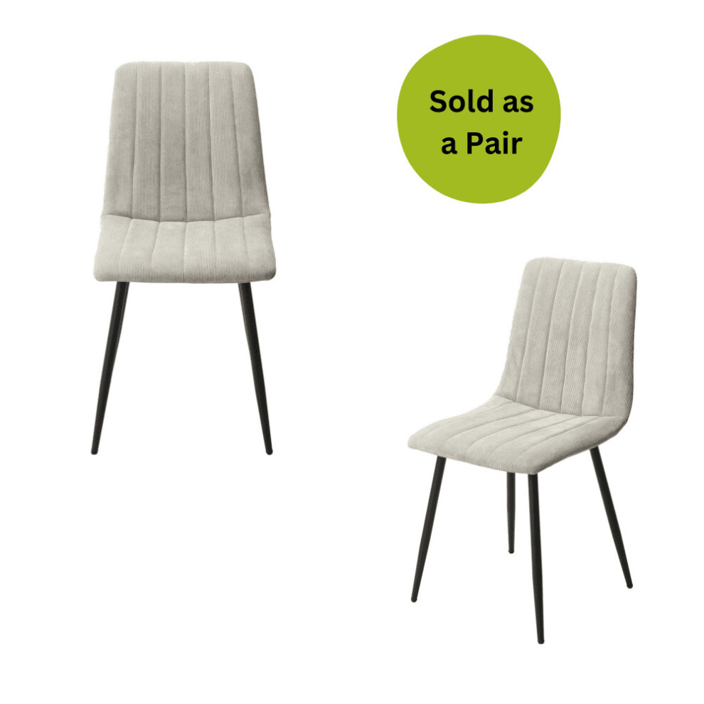 (Light Grey) Home Source Baldwin Pair of Stripe Stitched Dining Chairs