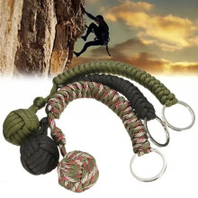(Army green) Outdoor parachute rope key fob with protective steel beads Paracord