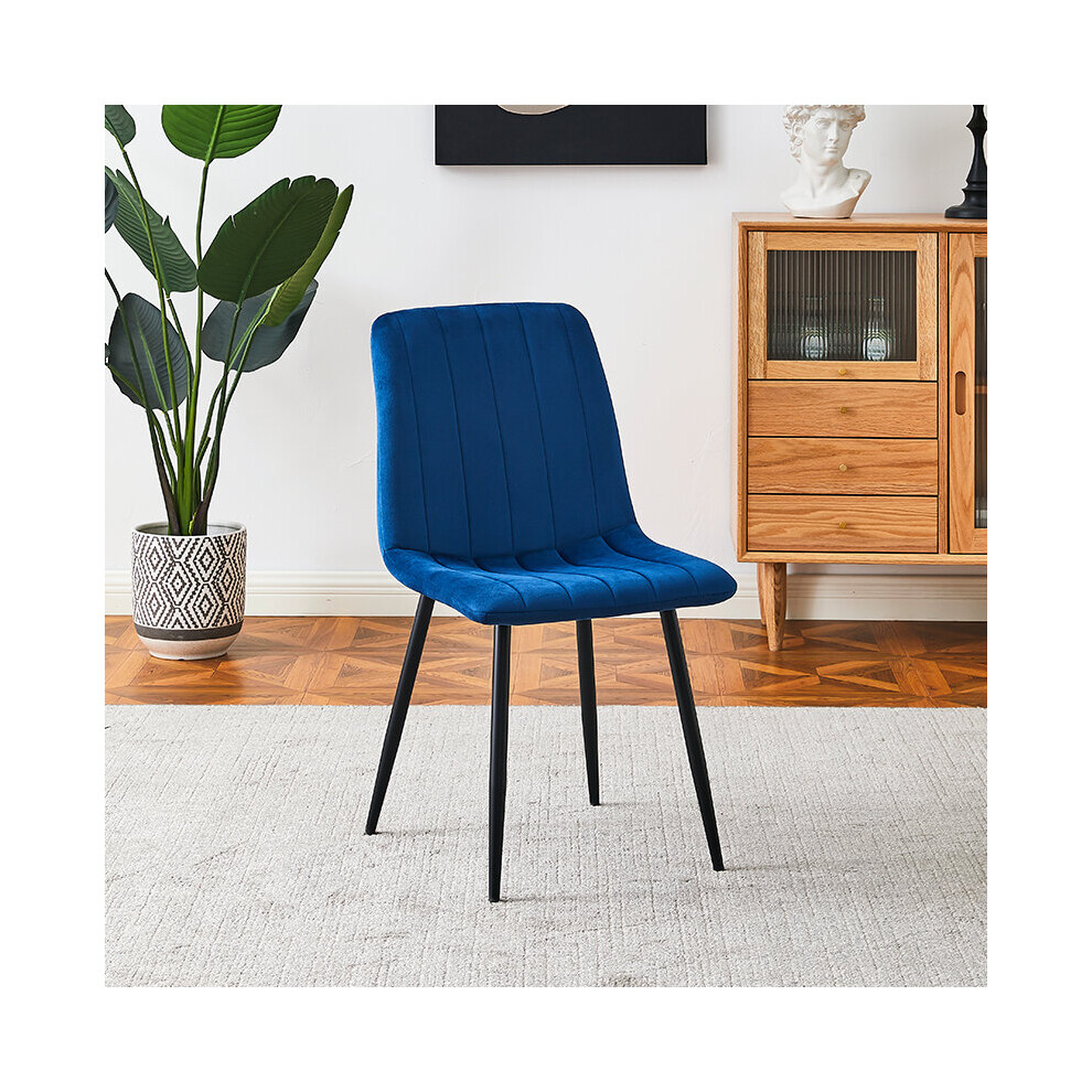 (Navy) MOF Milan Velvet Dining Chairs Sturdy Metal Legs