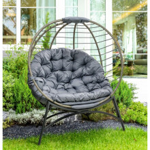 Patio Papasan Chair Outdoor Rattan Egg Armchair Garden Wicker Cushion Retro Seat