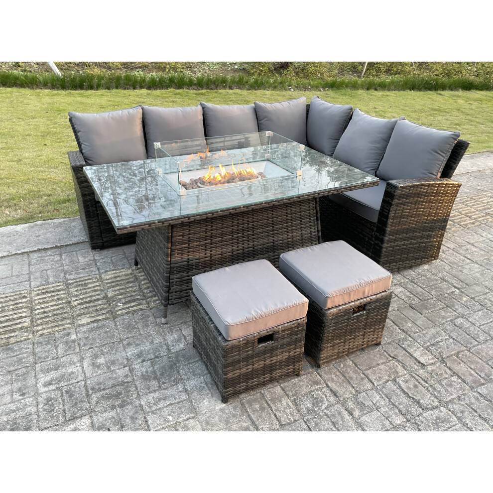Fimous Outdoor Lounge Rattan Corner Sofa Set 6 Seater Garden Furniture - Dark Grey Mixed - Image 3
