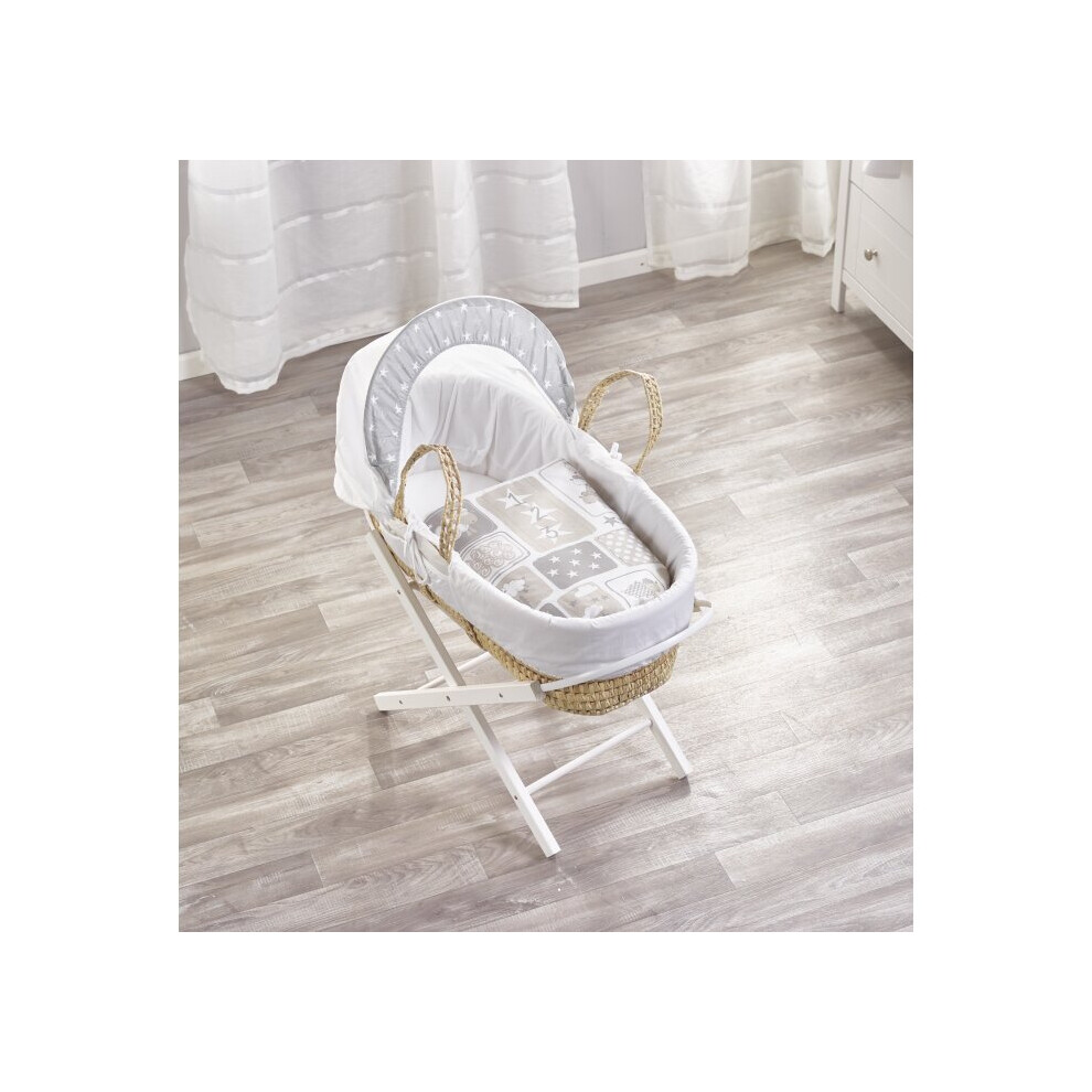 How Many Sheep Palm Moses Basket with Folding Stand White