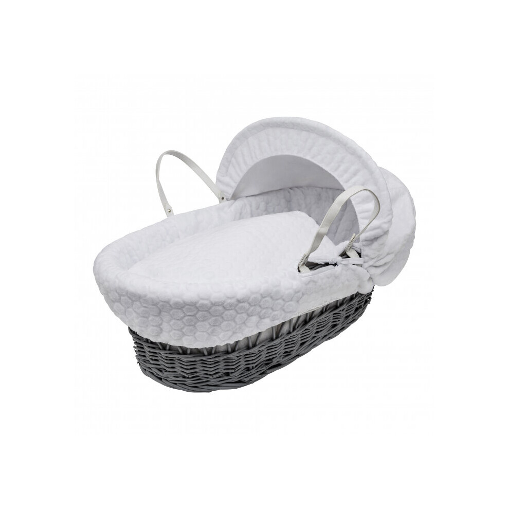 White Honeycomb Grey Wicker Moses Basket