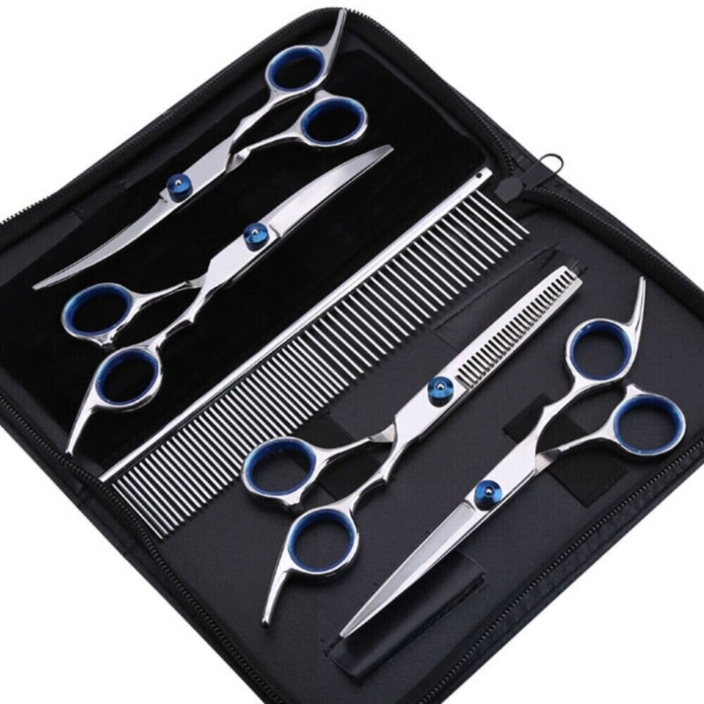 Eallc Hair Professional Straight Curved Scissors Set Pet Grooming Stainless Steel