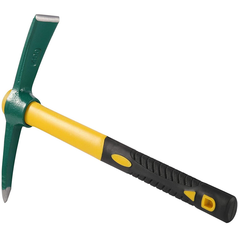 15 Inches Pick Mattock Hoe, Forged Weeding Garden Pick Axe with Rubber Handle, Weeding Mattock Hoe for Gardening, Loosening Soil, Camping, Planting Ve