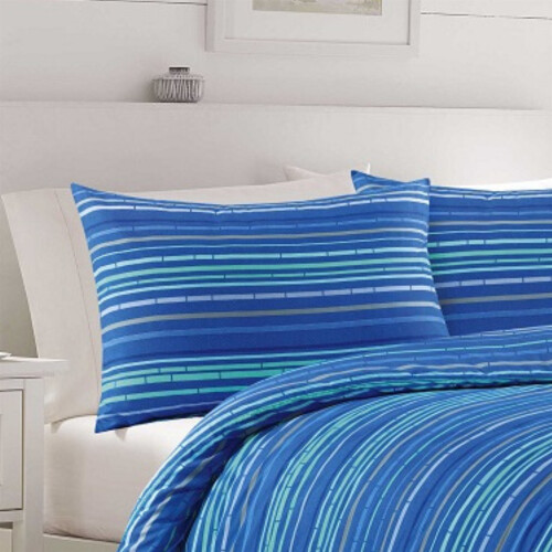 (King) Leon Blue Stripe Duvet Cover Set Modern Fresh Bedding 1