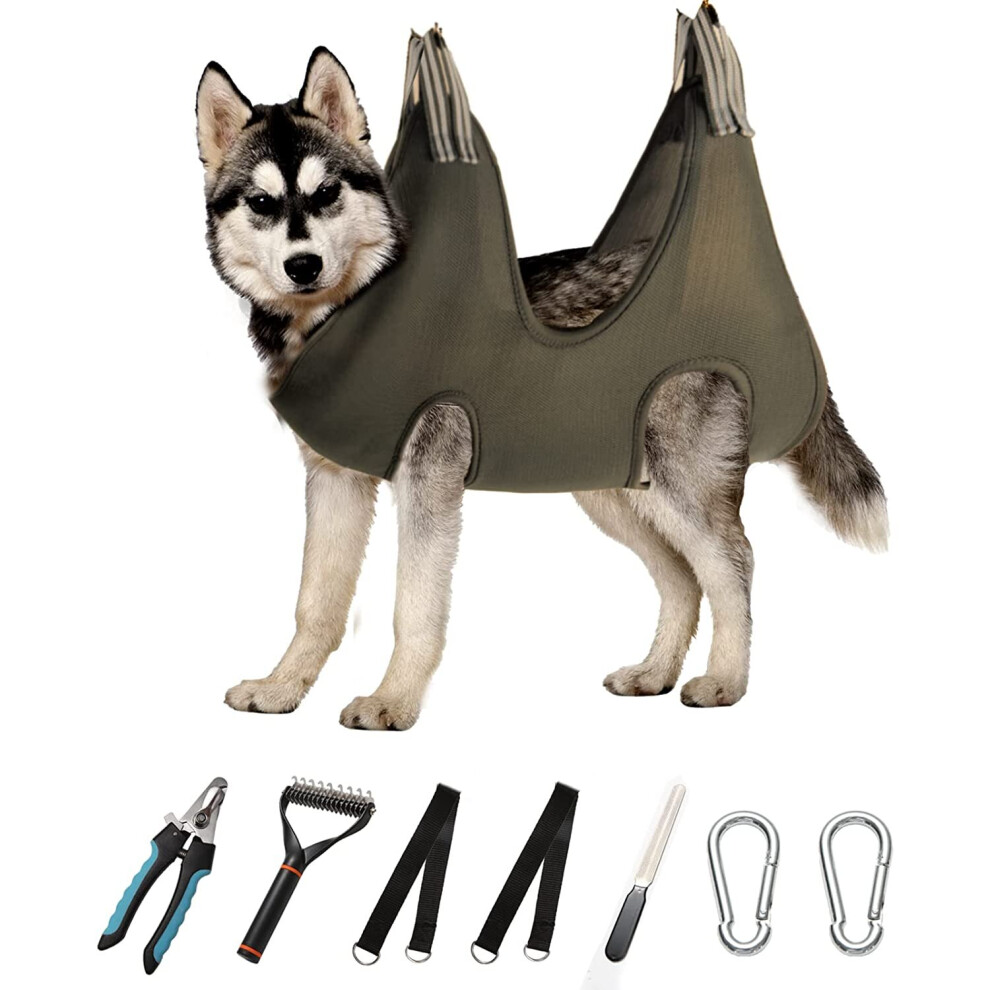 Pet Dog Grooming Hammock Harness Kit,Breathable Dog Hammock Restraint Bag for Dogs&Cats,Pet Supplies Kit with Hammock,Nail Clipper,Nail File,Grooming