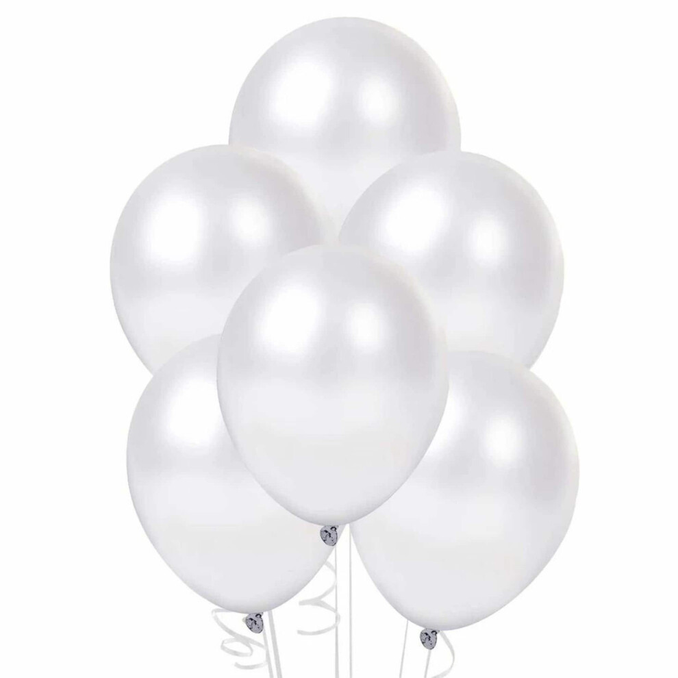 10 White Metallic Balloons, Birthday Party, Celebration, Anniversary