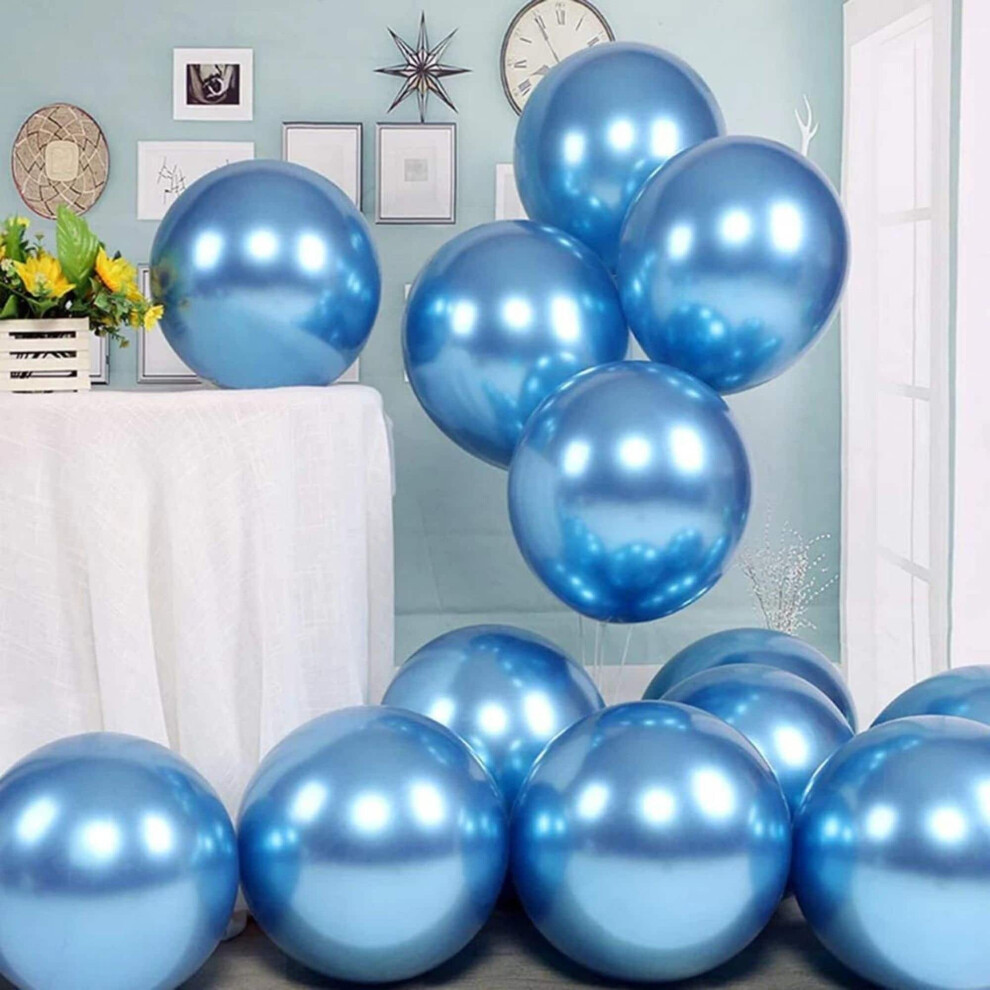 10 Light Blue Metallic Balloons 12 inch Latex