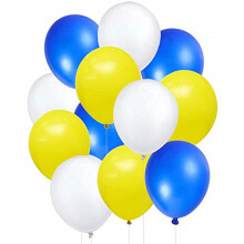 10 Blue, Yellow, White Balloons Packs Latex Party