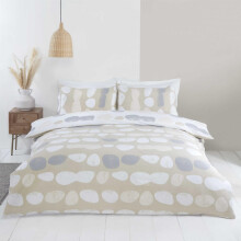 (Natural, King) Truro Pebbles Duvet Cover Set Reversible Bedding 100% Easy Care Microfibre Polyester