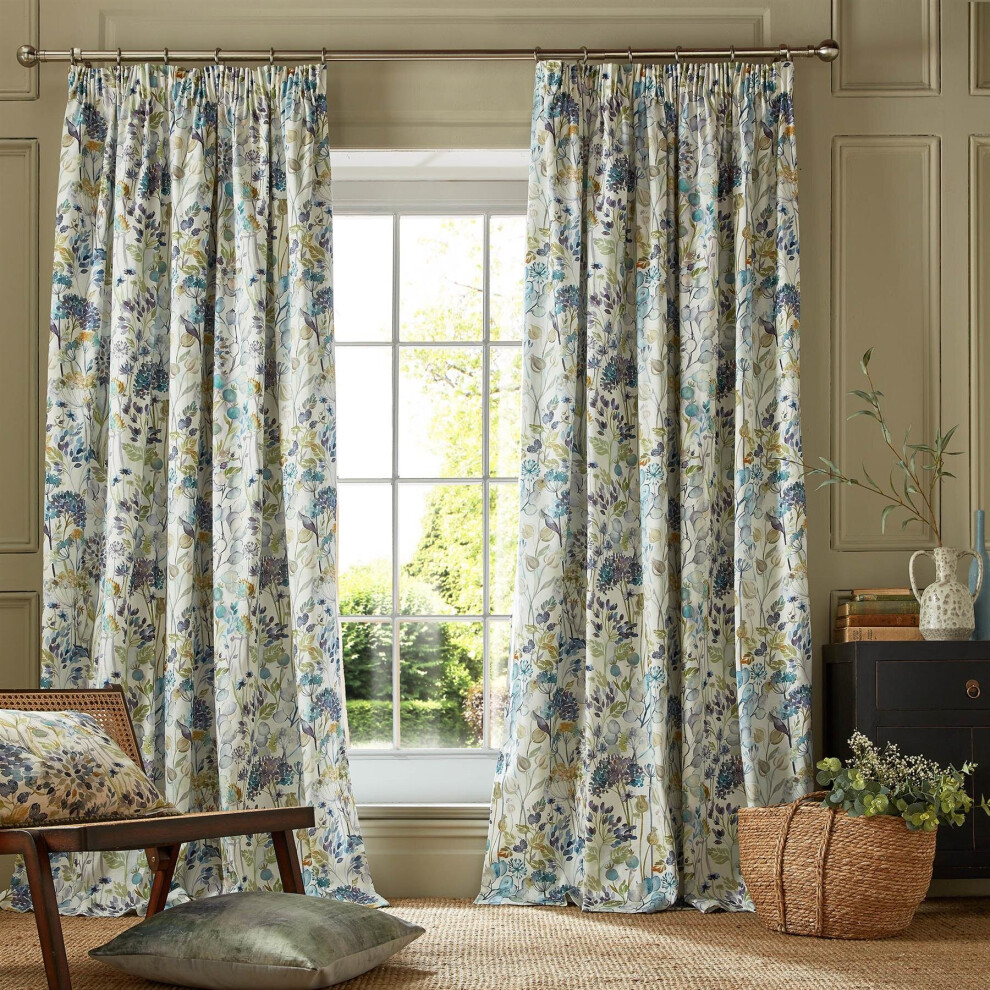 (66x90") Voyage Maison Country Hedgerow SKY  Light Filtering Curtains Blue 100% Cotton-image-OPC-PBJD2TN-NEW