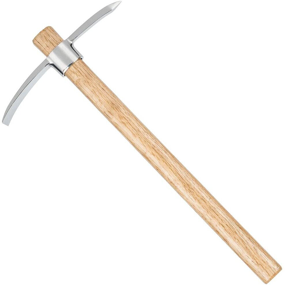 Garden Pick Axe Weeding Mattock Hoe Tool, Stainless Steel Hoe with Hardwood Handle,Great for Loosening Soil, Landscaping and Outdoor Mountaineering an