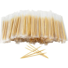 500 Individually Wrapped Round Wooden Toothpicks | Double Pointed | 2.5 Inches Length