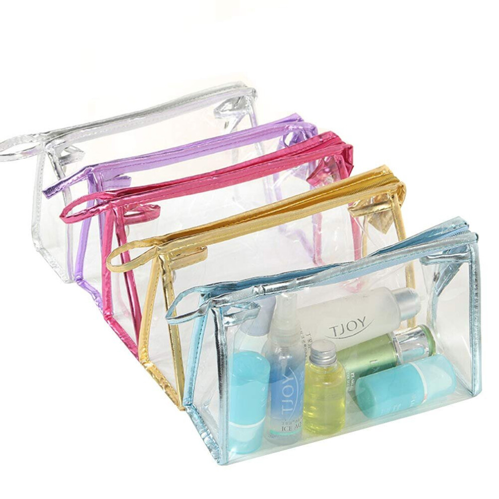 5 Pack Transparent Waterproof Cosmetic Bag With Zipper PVC Vi l Zippered Wash Bag Vacation, Bathroom and Organizing Bag Travel Set (5 Colors)-image-OPC-PBJD68D-NEW