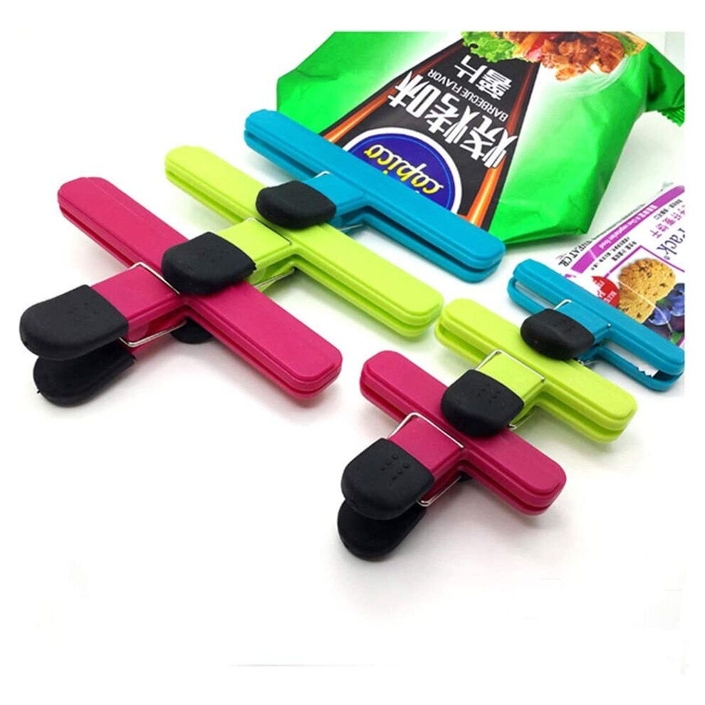 Pack of 6 Chip Bag Clips, Clips Bag Sealing Clips, Assorted Sizes food Bags Clips Plastic Heavy Seal Grip (3 Large & 3 Small Size)