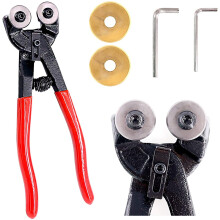 3Pcs Heavy Duty Glass Mosaic Cutter Kit, 8 Inch Wheeled Glass Nipper Pliers Tool with 2Pcs Replacement Blade